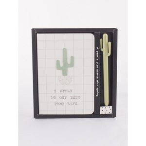 White cactus pattern notebook and pen vyobraziť