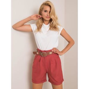 RUE PARIS Pink and brown shorts with a belt vyobraziť
