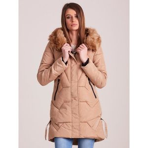 Ladies´ beige quilted winter jacket vyobraziť