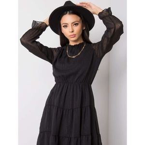 SUBLEVEL Black women´s dress with a frill vyobraziť