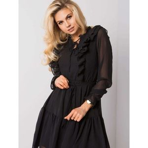 RUE PARIS Black dress with frills vyobraziť