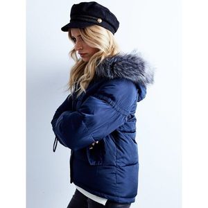 Women´s navy blue quilted winter jacket vyobraziť