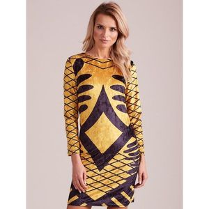 Patterned velvet yellow dress vyobraziť
