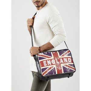 Men´s black eco-leather bag with a British motif vyobraziť