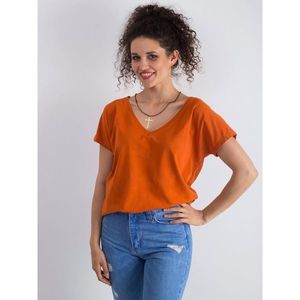V-neck cotton t-shirt, dark orange vyobraziť