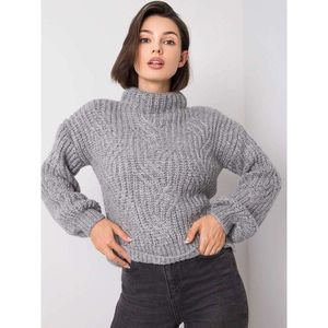 RUE PARIS Gray high neck sweater vyobraziť