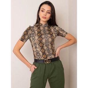 RUE PARIS Brown and black patterned blouse vyobraziť
