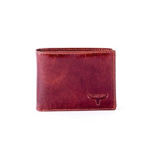 Natural brown leather wallet with embossing vyobraziť