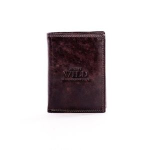 Brown leather wallet with embossed inscription vyobraziť