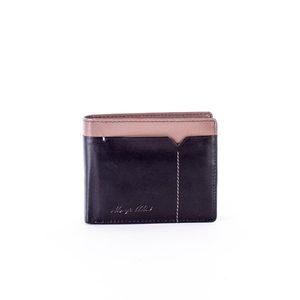 Black leather wallet with a beige module vyobraziť
