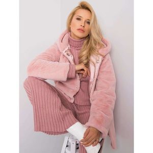 RUE PARIS Dirty pink fur coat vyobraziť