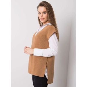 RUE PARIS Brown knitted vest vyobraziť