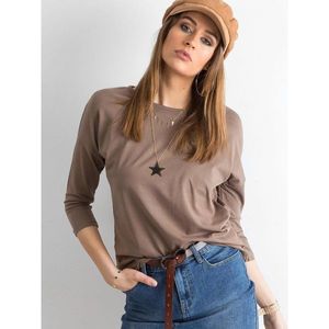 Basic brown blouse with 3/4 sleeves vyobraziť
