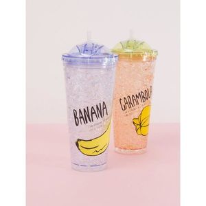 Smoothie bottle cup with straw and blue lid vyobraziť