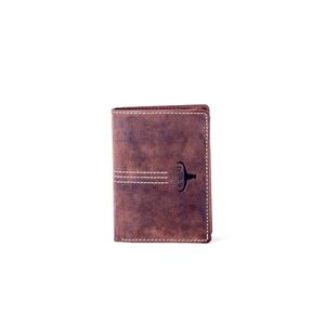 Leather brown wallet with an embossed logo vyobraziť