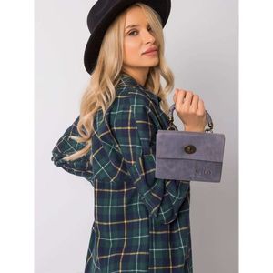 Gray and navy blue triangular leather handbag vyobraziť
