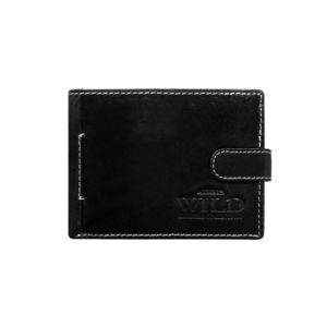Men´s black leather wallet with a flap vyobraziť