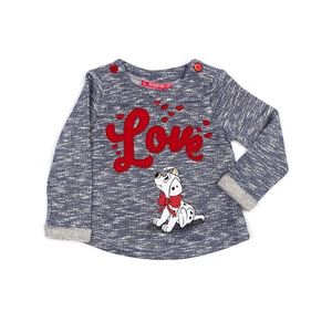 Navy blue melange girl´s sweatshirt with embroidery and a doggy style vyobraziť