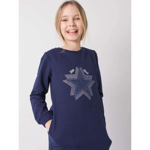 Navy blue tunic for a girl with long sleeves vyobraziť