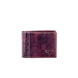 Men´s brown leather wallet with embossed emblem vyobraziť