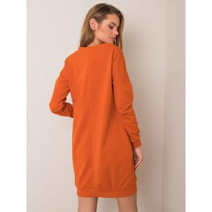 RUE PARIS Dark orange sweatshirt dress with drawstrings vyobraziť