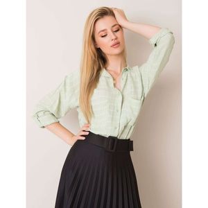 RUE PARIS Green shirt with rolled up sleeves vyobraziť