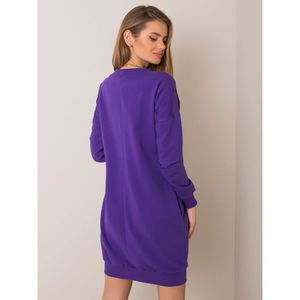 RUE PARIS Dark purple sweatshirt dress with drawstrings vyobraziť