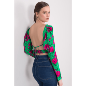 BSL Green blouse with open back vyobraziť