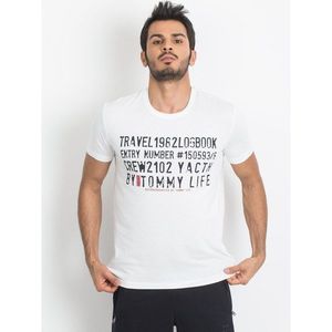 Men´s white TOMMY LIFE t-shirt with inscriptions vyobraziť
