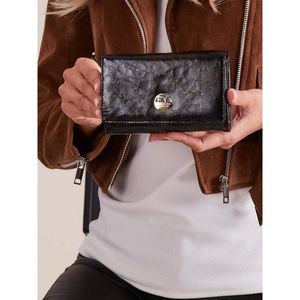 Women´s black leather wallet, oblong vyobraziť