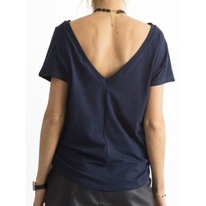 T-shirt with a back neckline in navy blue vyobraziť