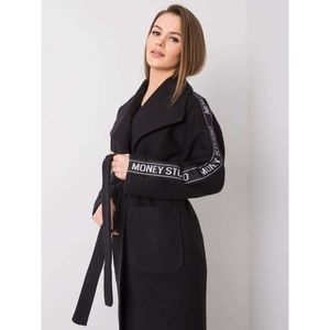 Women´s black coat with a belt vyobraziť