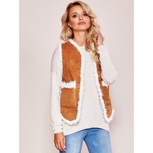 Brown vest with faux fur vyobraziť