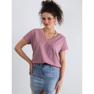 Dirty pink cotton V-neck t-shirt vyobraziť