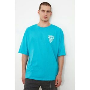 Trendyol Turquoise Men's Printed Oversize Short Sleeve T-Shirt vyobraziť
