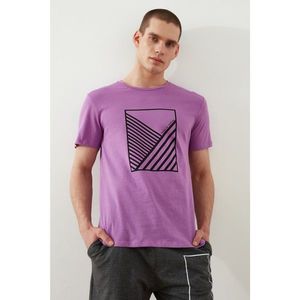 Trendyol Purple Male Slim Fit Printed Short Sleeve T-Shirt vyobraziť