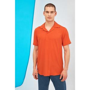 Trendyol Orange Men's Regular Fit Apaş Collar Half Pat Shirt vyobraziť