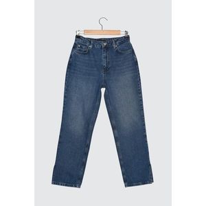 Trendyol High Waist Petit Straight Jeans WITH Blue Slits vyobraziť