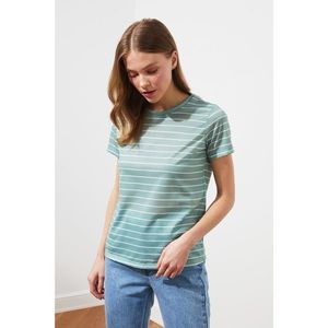 Trendyol Mint Striped Basic Knitted T-Shirt vyobraziť
