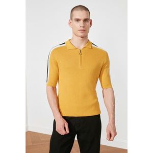 Trendyol Mustard Men's ZipperEd Knitwear Polo Neck T-shirt vyobraziť