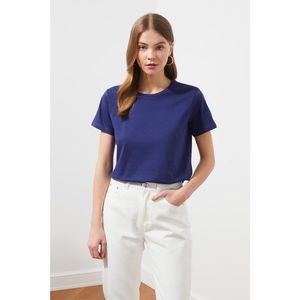 Trendyol Navy Blue-White 2 Pack Bike Collar Basic Knitted T-Shirt vyobraziť