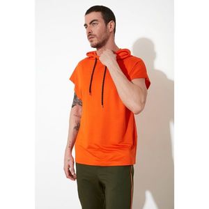 Trendyol Orange Men's Hooded Oversize Short Sleeve Sweatshirt vyobraziť