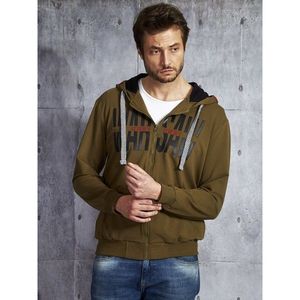 Men's sweatshirt with a patch and khaki inscription vyobraziť