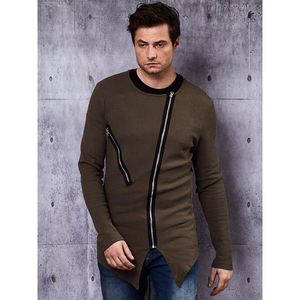 Men's khaki sweatshirt with zippers vyobraziť