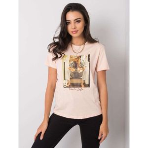 Women's salmon t-shirt with print vyobraziť