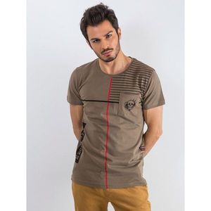 Men's striped t-shirt with khaki slogan vyobraziť