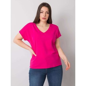 Fuchsia women's plus size V-neck t-shirt vyobraziť
