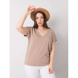 Dark beige women's plus size V-neck t-shirt vyobraziť