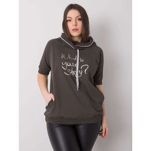 Dark khaki plus size sweatshirt with an inscription vyobraziť