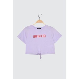 Trendyol Lila Petit Printed Crop Knitted T-Shirt vyobraziť